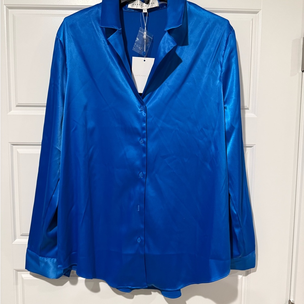 Endless Rose Blue Boxy Buttoned Blouse